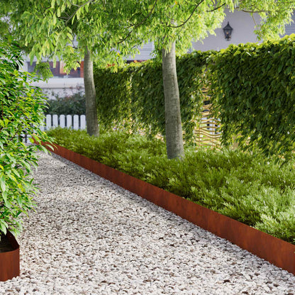 vidaXL Lawn Edging 10 pcs 103 x 20 cm Steel Rusty 1