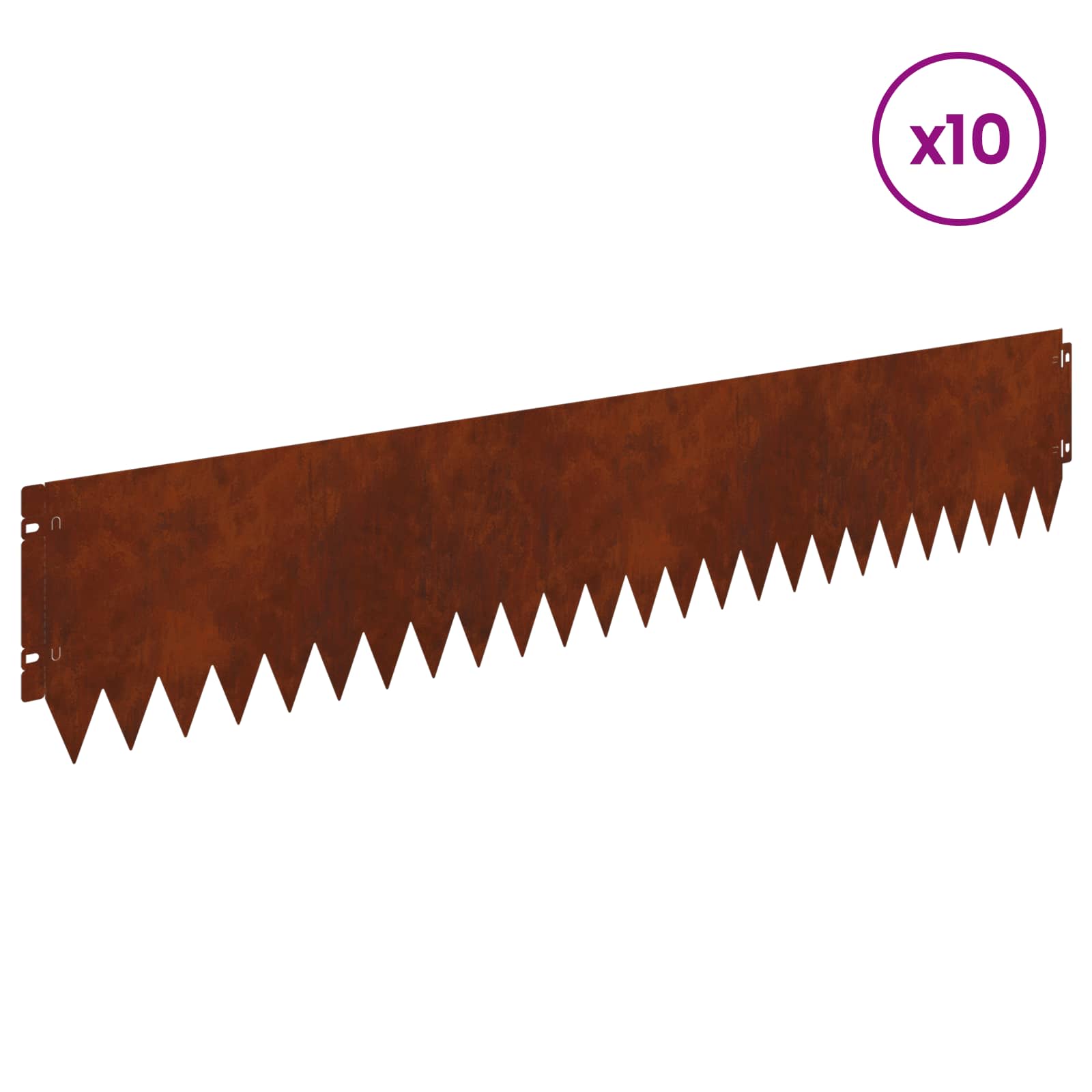 vidaXL Lawn Edging 10 pcs 103 x 20 cm Steel Rusty 3