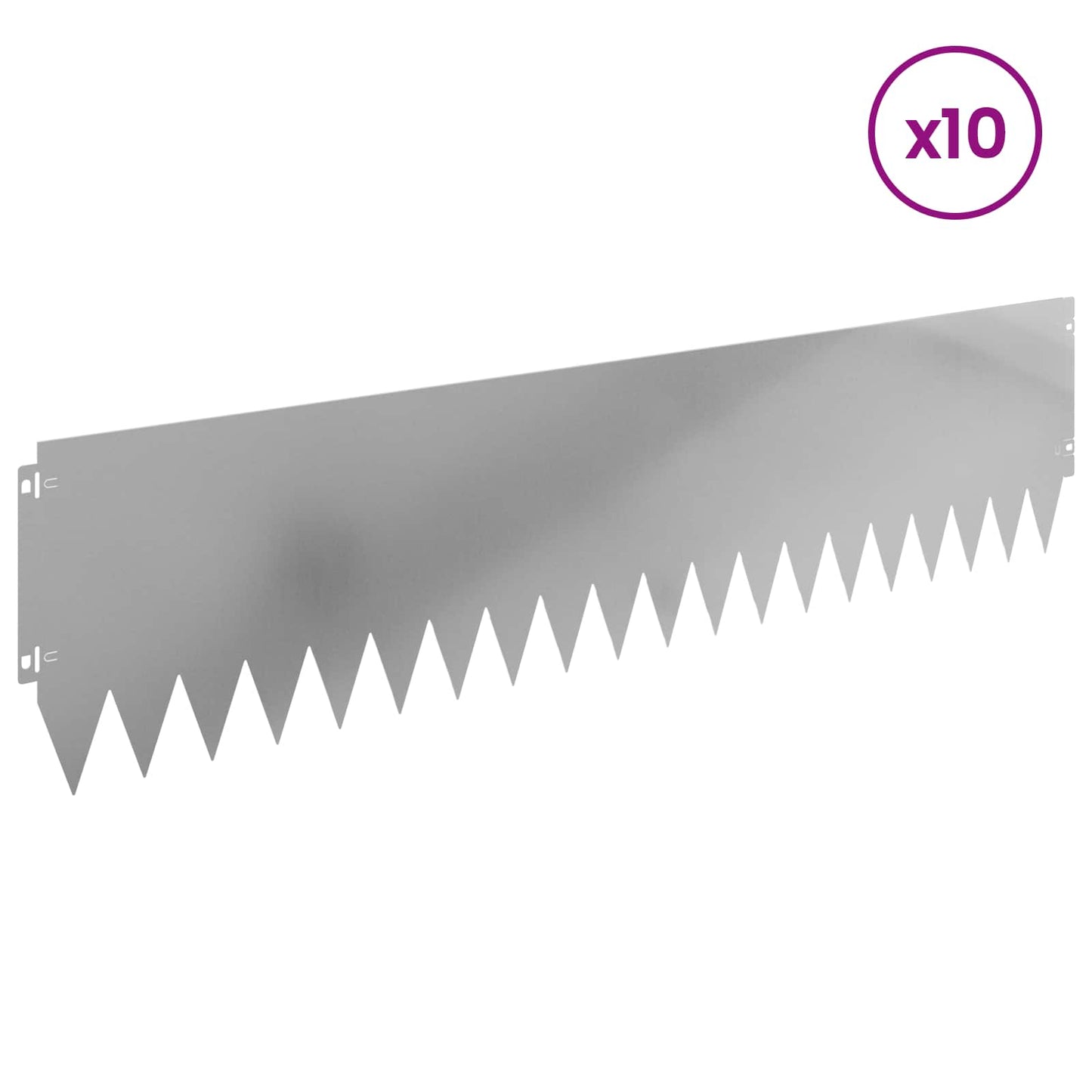 vidaXL Lawn Edging 10 pcs 103 x 25 cm Steel Silver 3
