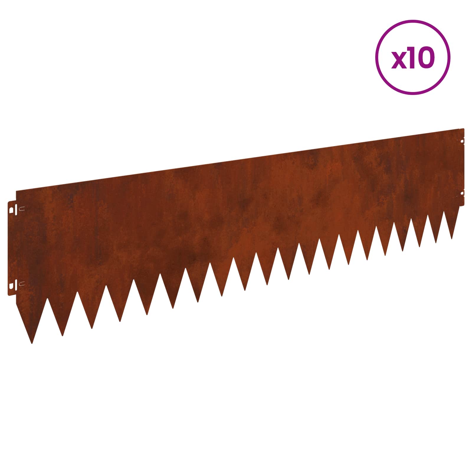 vidaXL Lawn Edging 10 pcs 103 x 25 cm Steel Rusty 3