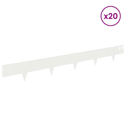 vidaXL Lawn Edging 20 pcs 100 x 12 cm Steel White 3