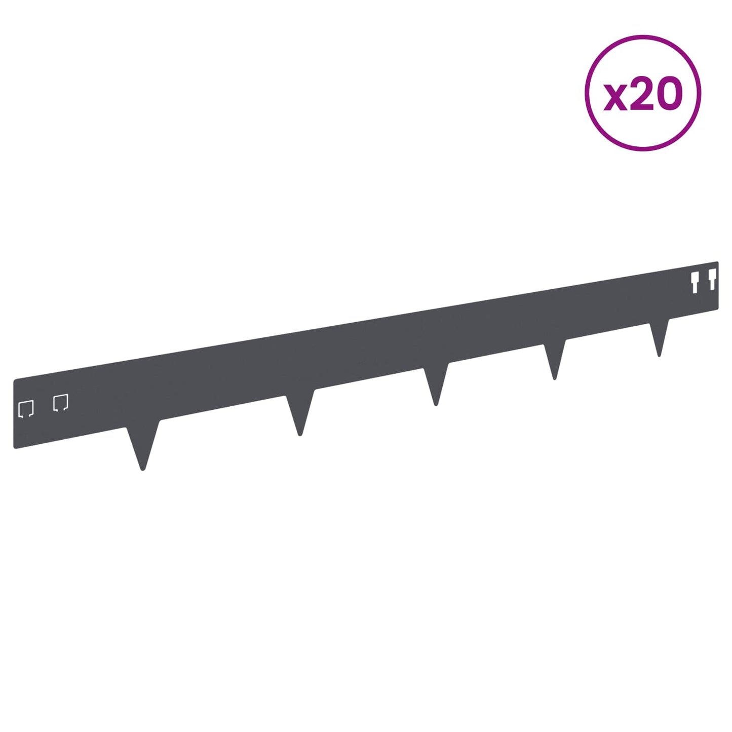 vidaXL Lawn Edging 20 pcs 100 x 12 cm Steel Anthracite 3