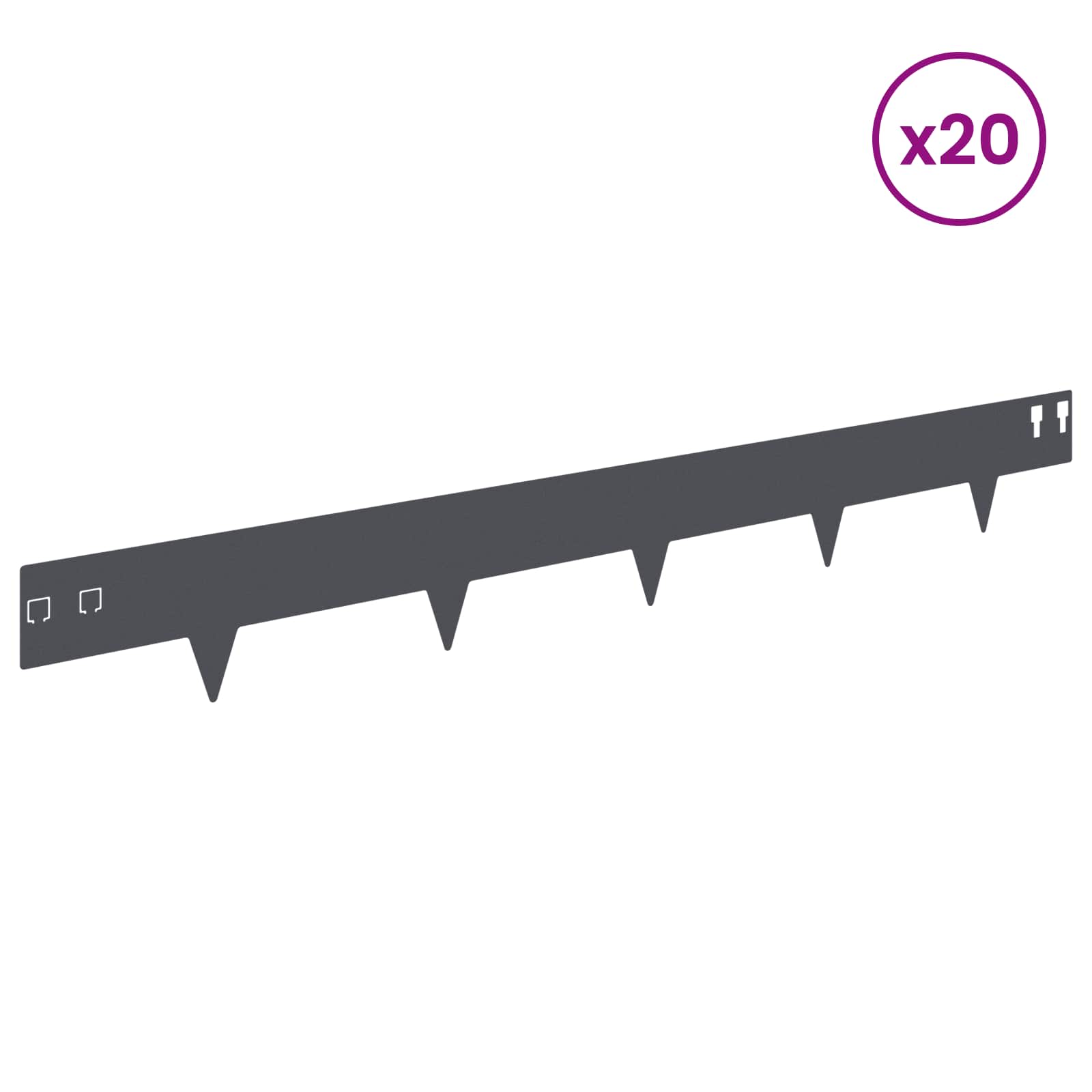 vidaXL Lawn Edging 20 pcs 100 x 12 cm Steel Anthracite 3