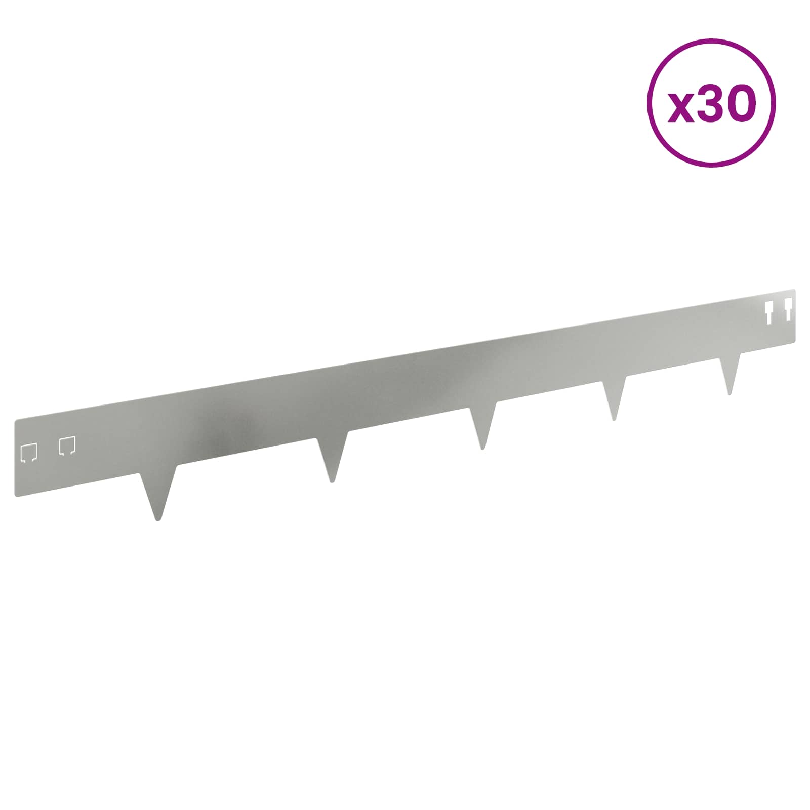 vidaXL Lawn Edging 30 pcs 100 x 12 cm Steel Silver 3