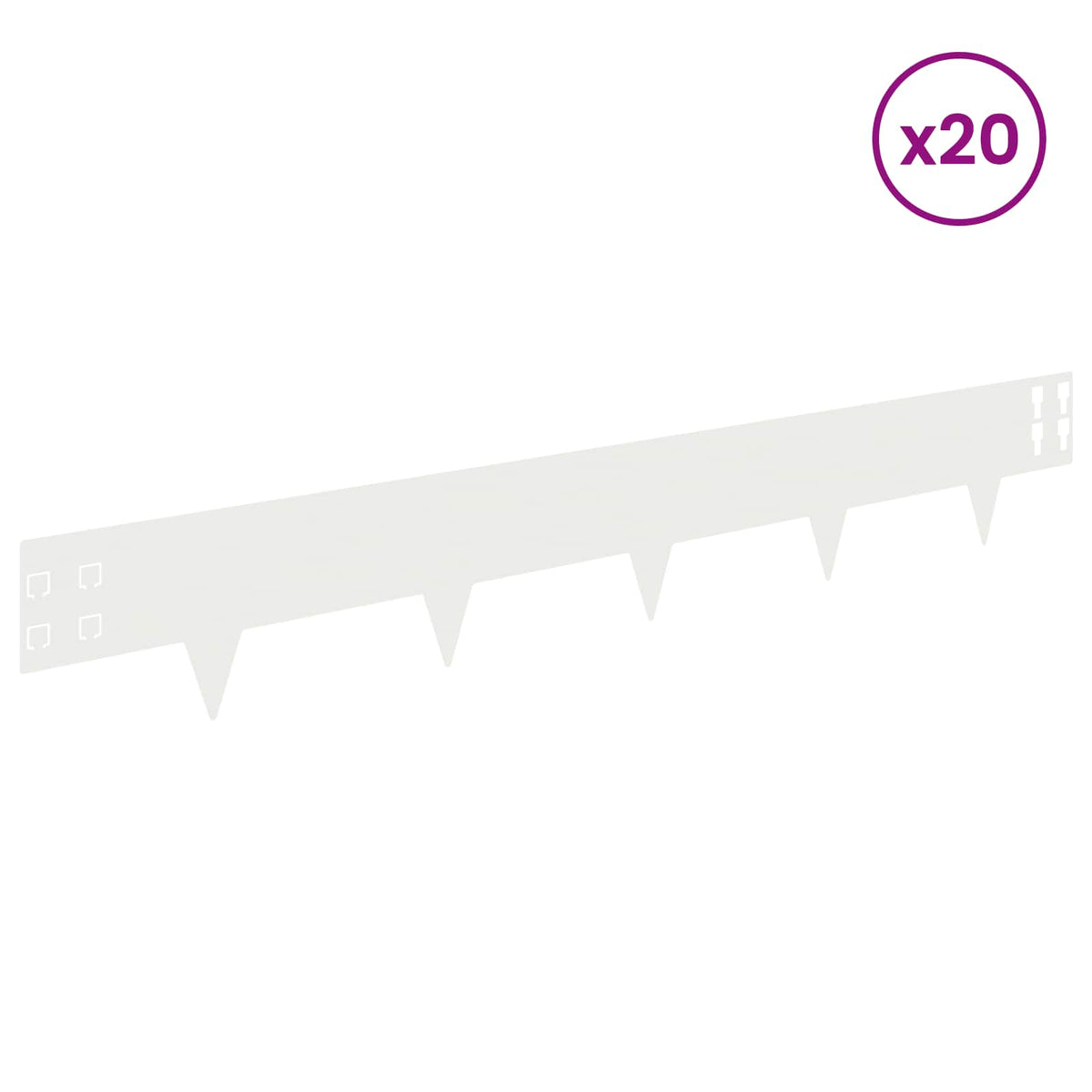 Lawn Edging 100 x Steel 20 Height 15 cm White