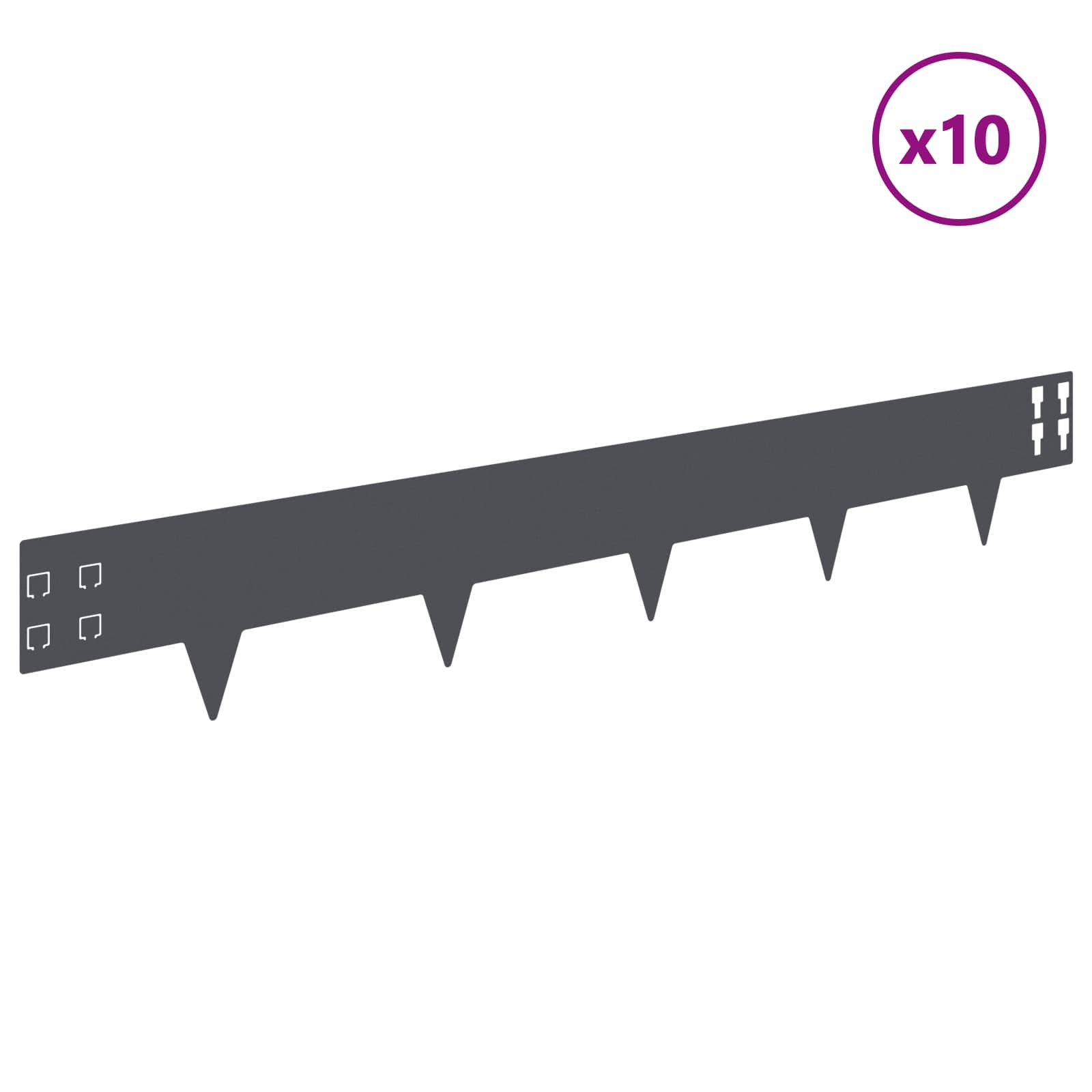 vidaXL Lawn Edging 10 pcs 100 x 15 cm Steel Anthracite 3