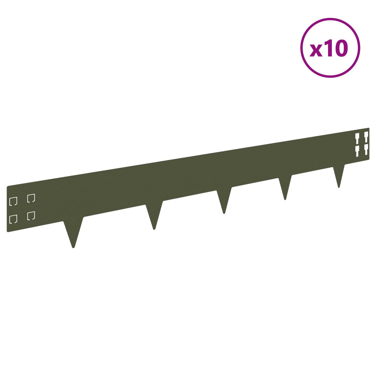 Lawn Edging 10 pcs Steel Olive Green