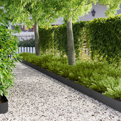 vidaXL Lawn Edging 10 pcs 100 x 20 cm Steel Black 1