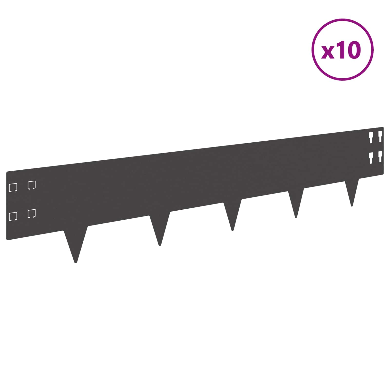 vidaXL Lawn Edging 10 pcs 100 x 20 cm Steel Black 3