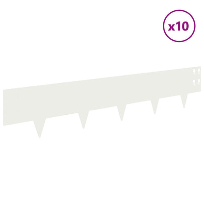 vidaXL Lawn Edging 10 pcs 100 x 20 cm Steel White 3