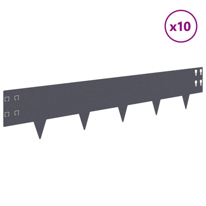 vidaXL Lawn Edging 10 pcs 100 x 20 cm Steel Anthracite 3