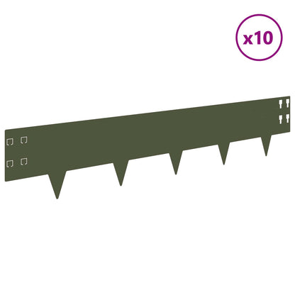 vidaXL Lawn Edging 10 pcs 100 x 20 cm Steel Olive Green 3