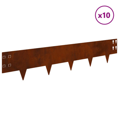 vidaXL Lawn Edging 10 pcs 100 x 20 cm Steel Rusty 3