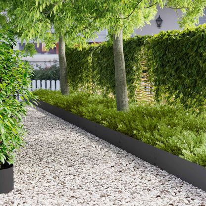 vidaXL Lawn Edging 10 pcs 100 x 25 cm Steel Black 1