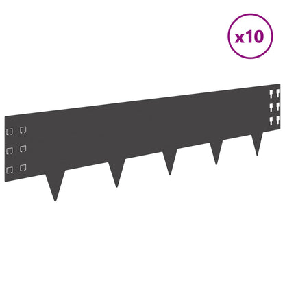 vidaXL Lawn Edging 10 pcs 100 x 25 cm Steel Black 3