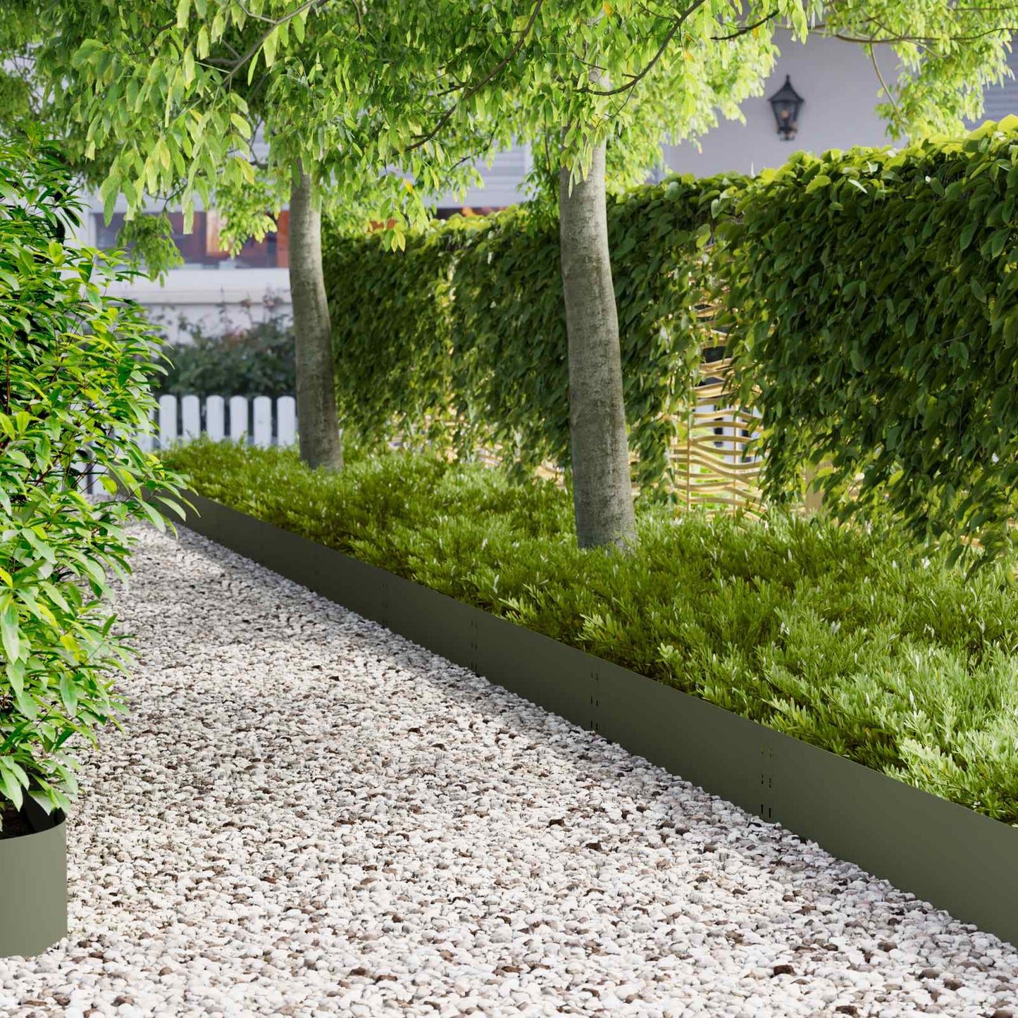 vidaXL Lawn Edging 10 pcs 100 x 25 cm Steel Olive Green 1