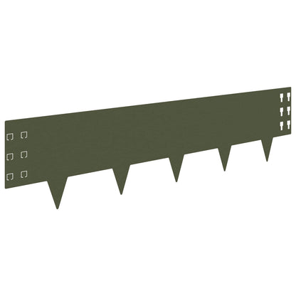 vidaXL Lawn Edging 10 pcs 100 x 25 cm Steel Olive Green 2
