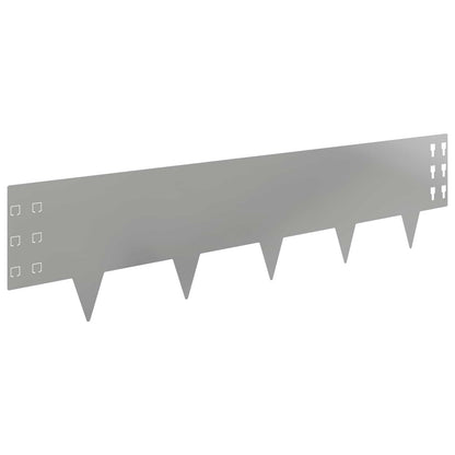 vidaXL Lawn Edging 10 pcs 100 x 25 cm Steel Silver 2