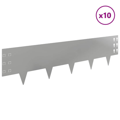 vidaXL Lawn Edging 10 pcs 100 x 25 cm Steel Silver 3