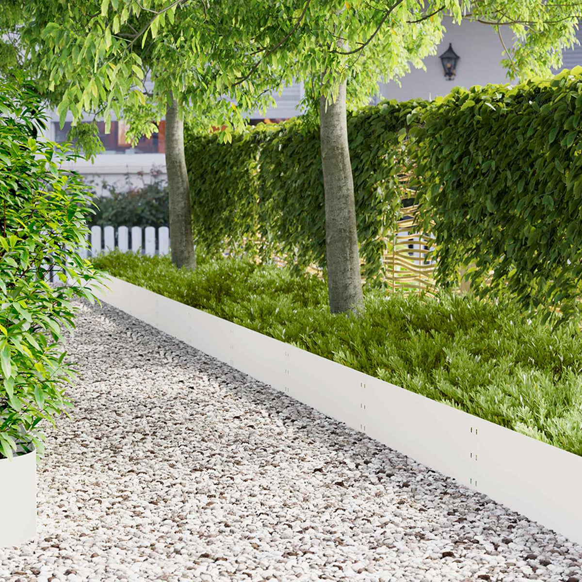 Lawn Edging 100 x Steel 10 pcs Height 30 cm White