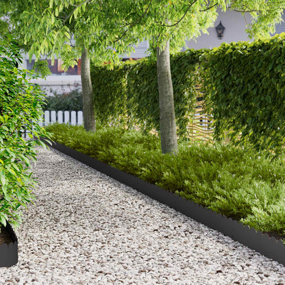 vidaXL Lawn Edge Sharp&Round Top 10 pcs 103x20cm Steel Black 1