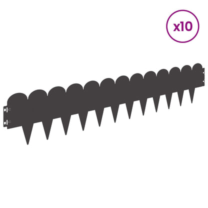 vidaXL Lawn Edge Sharp&Round Top 10 pcs 103x20cm Steel Black 3
