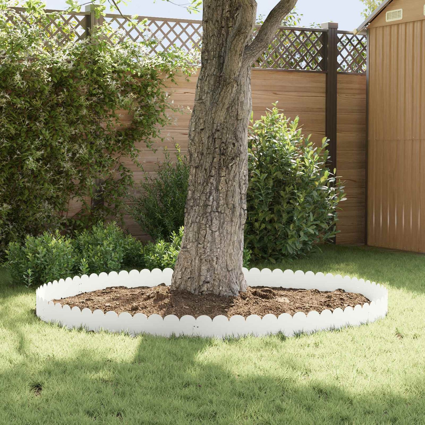 vidaXL Lawn Edging 10 pcs 103 x 20 cm Steel White 4