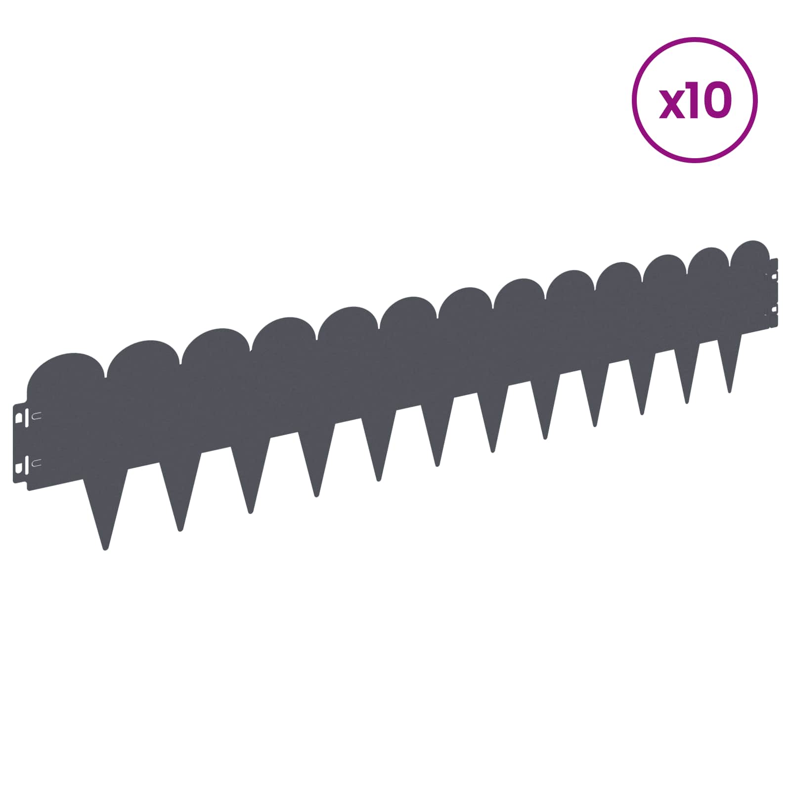vidaXL Lawn Edging 10 pcs 103 x 20 cm Steel Anthracite 3