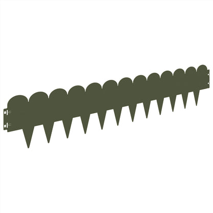 vidaXL Lawn Edging 10 pcs 103 x 20 cm Steel Olive Green 2