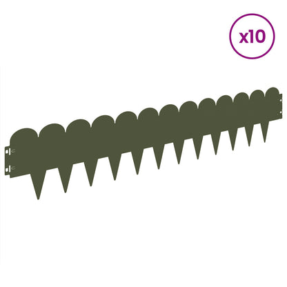 vidaXL Lawn Edging 10 pcs 103 x 20 cm Steel Olive Green 3