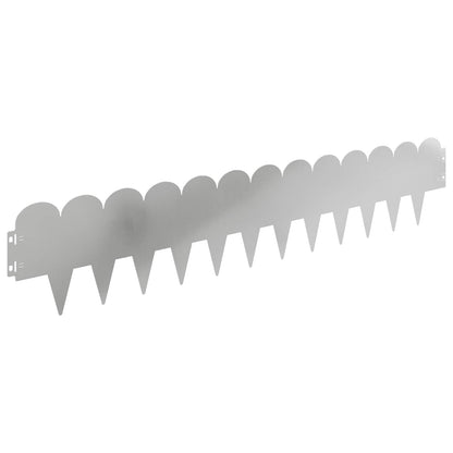 vidaXL Lawn Edging 10 pcs 103 x 20 cm Steel Silver 2