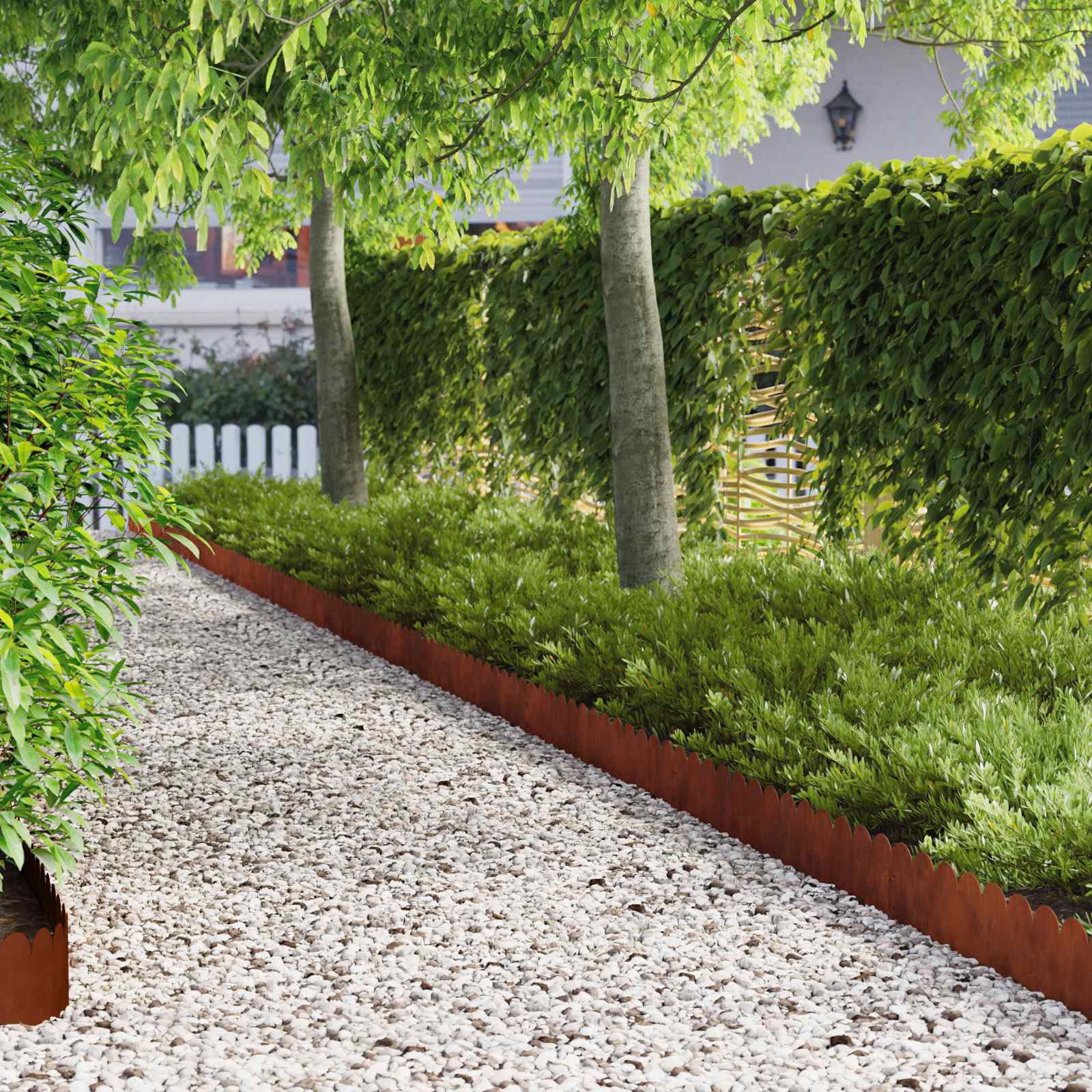 vidaXL Lawn Edge Sharp&Round Top 10 pcs 103x20cm Steel Rusty 1