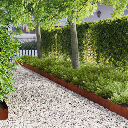 vidaXL Lawn Edge Sharp&Round Top 10 pcs 103x20cm Steel Rusty 1