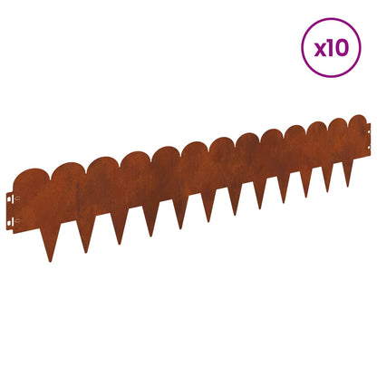 vidaXL Lawn Edge Sharp&Round Top 10 pcs 103x20cm Steel Rusty 3