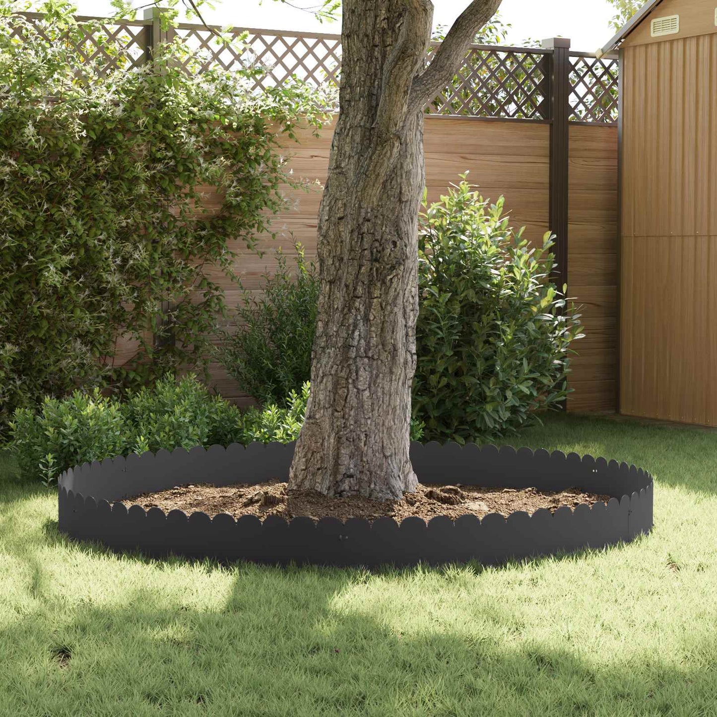 vidaXL Lawn Edging 10 pcs 103 x 25 cm Steel Black 4