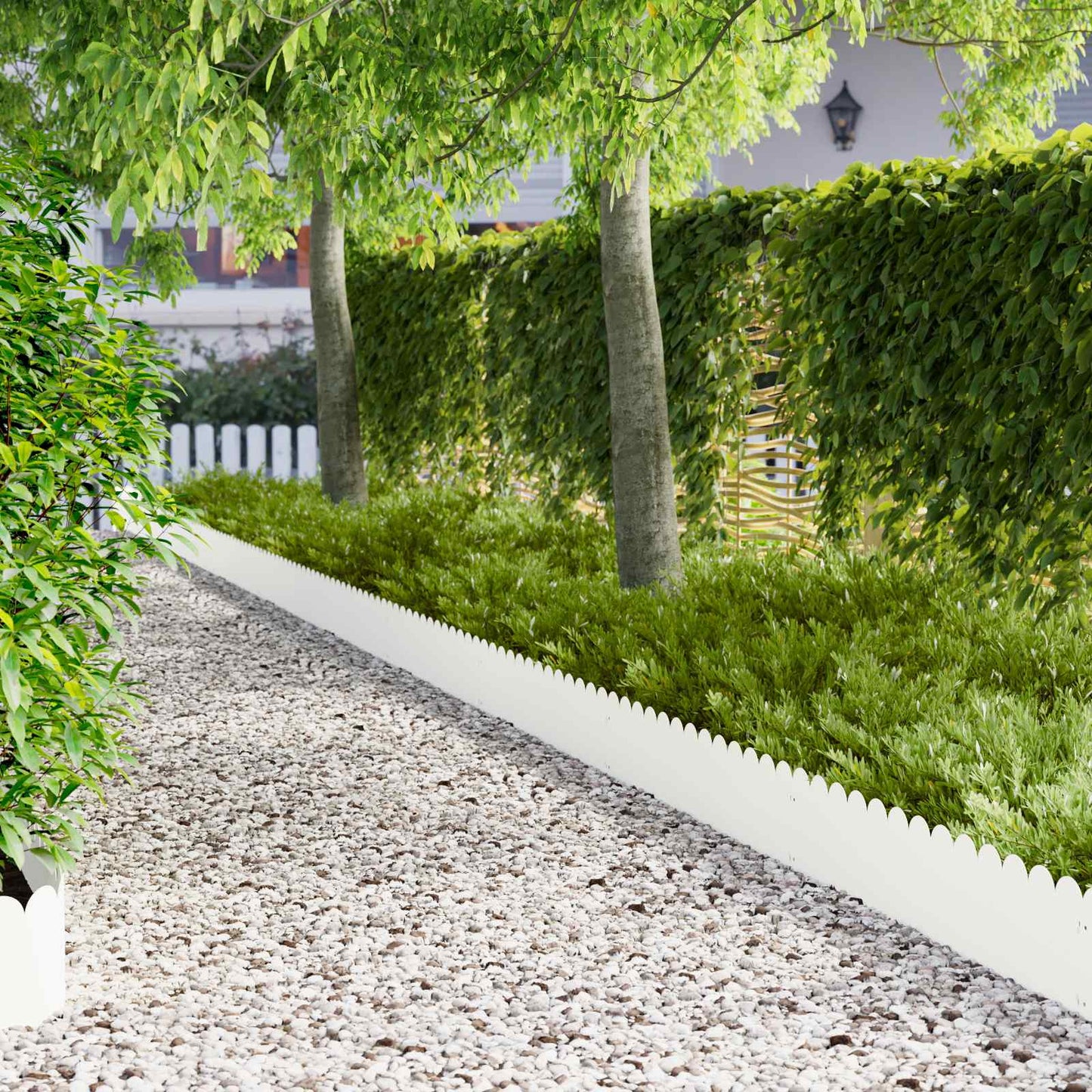 vidaXL Lawn Edging 10 pcs 103 x 25 cm Steel White 1