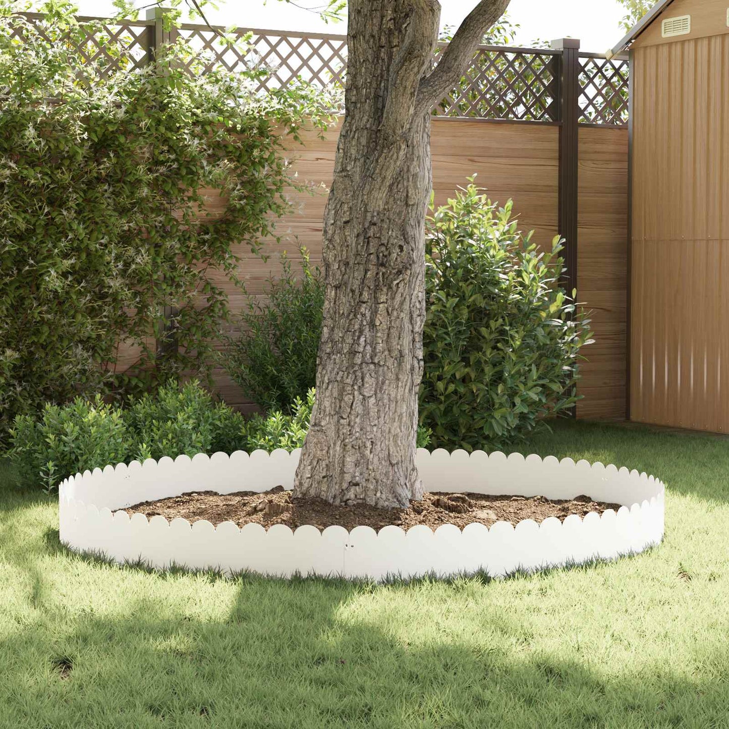 vidaXL Lawn Edging 10 pcs 103 x 25 cm Steel White 4