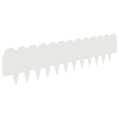 vidaXL Lawn Edging 10 pcs 103 x 25 cm Steel White 2