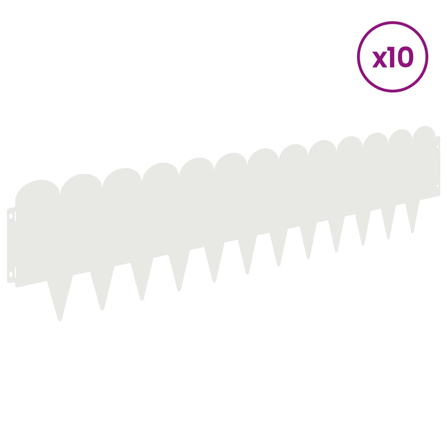 vidaXL Lawn Edging 10 pcs 103 x 25 cm Steel White 3