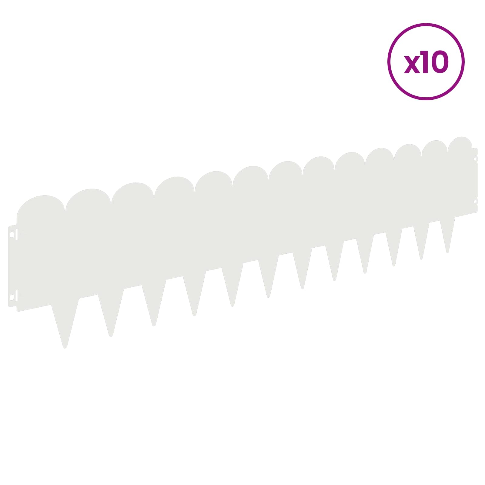 vidaXL Lawn Edging 10 pcs 103 x 25 cm Steel White 3
