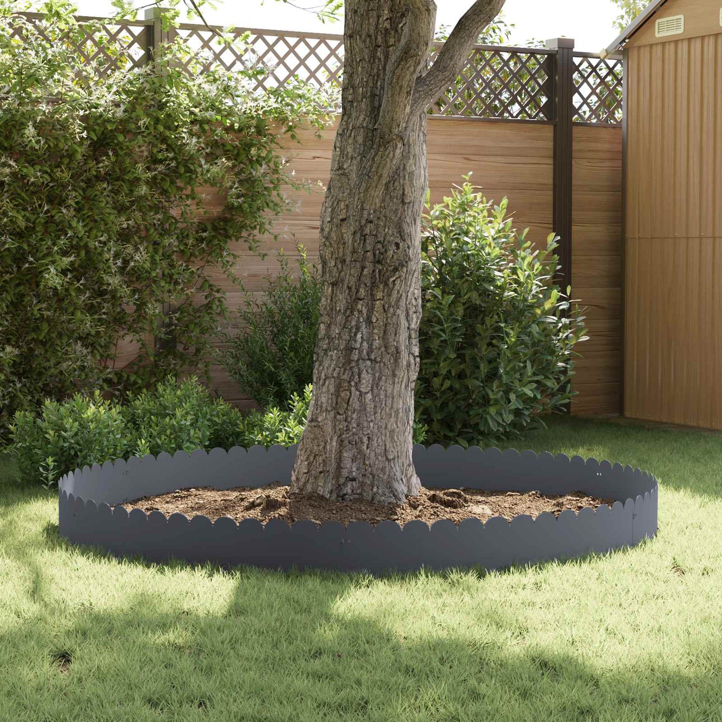 vidaXL Lawn Edging 10 pcs 103 x 25 cm Steel Anthracite 4