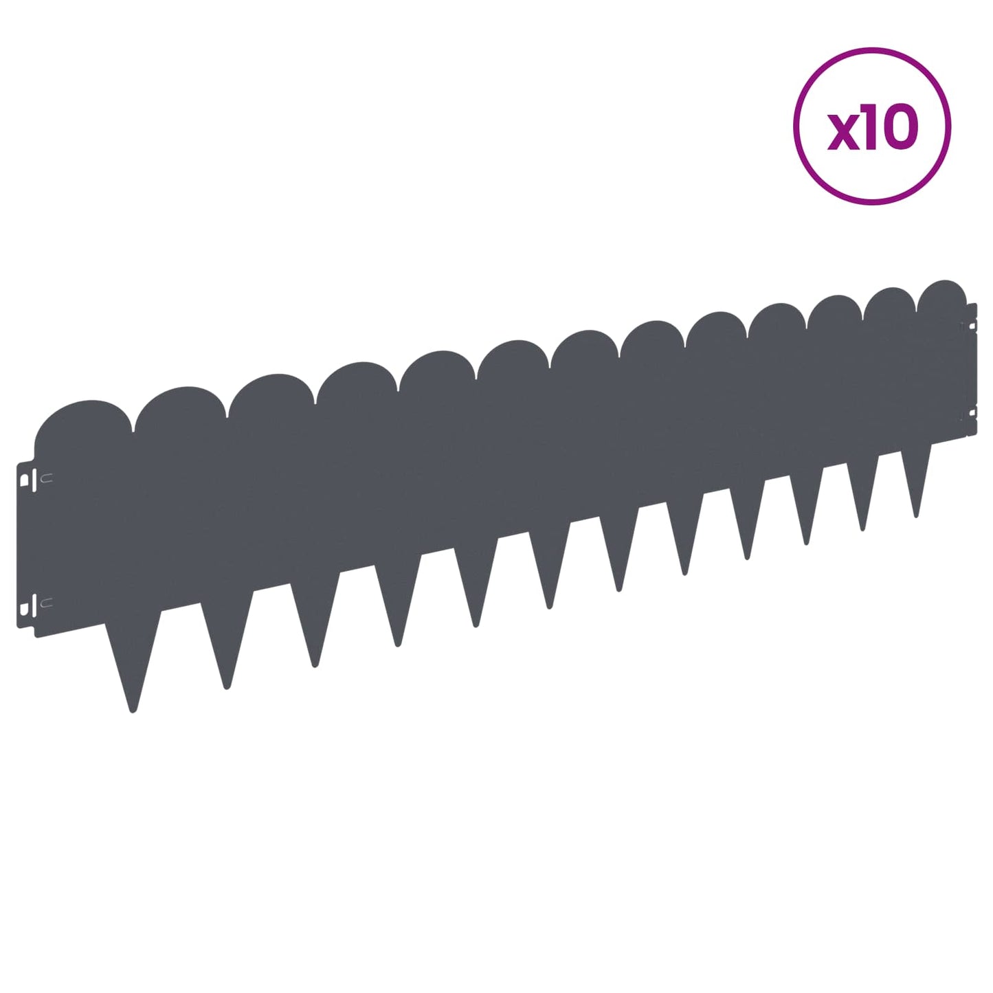 vidaXL Lawn Edging 10 pcs 103 x 25 cm Steel Anthracite 3