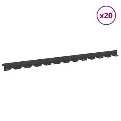 vidaXL Lawn Edging 20 pcs 102 x 4 x 4 cm Steel Black 3