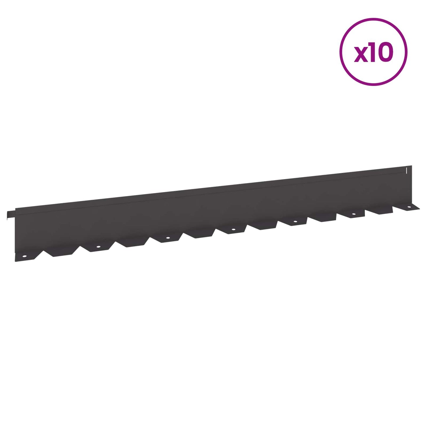 vidaXL Lawn Edging 10 pcs 102 x 10 x 4 cm Steel Black 3