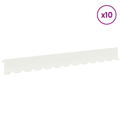 vidaXL Lawn Edging 10 pcs 102 x 10 x 4 cm Steel White 3