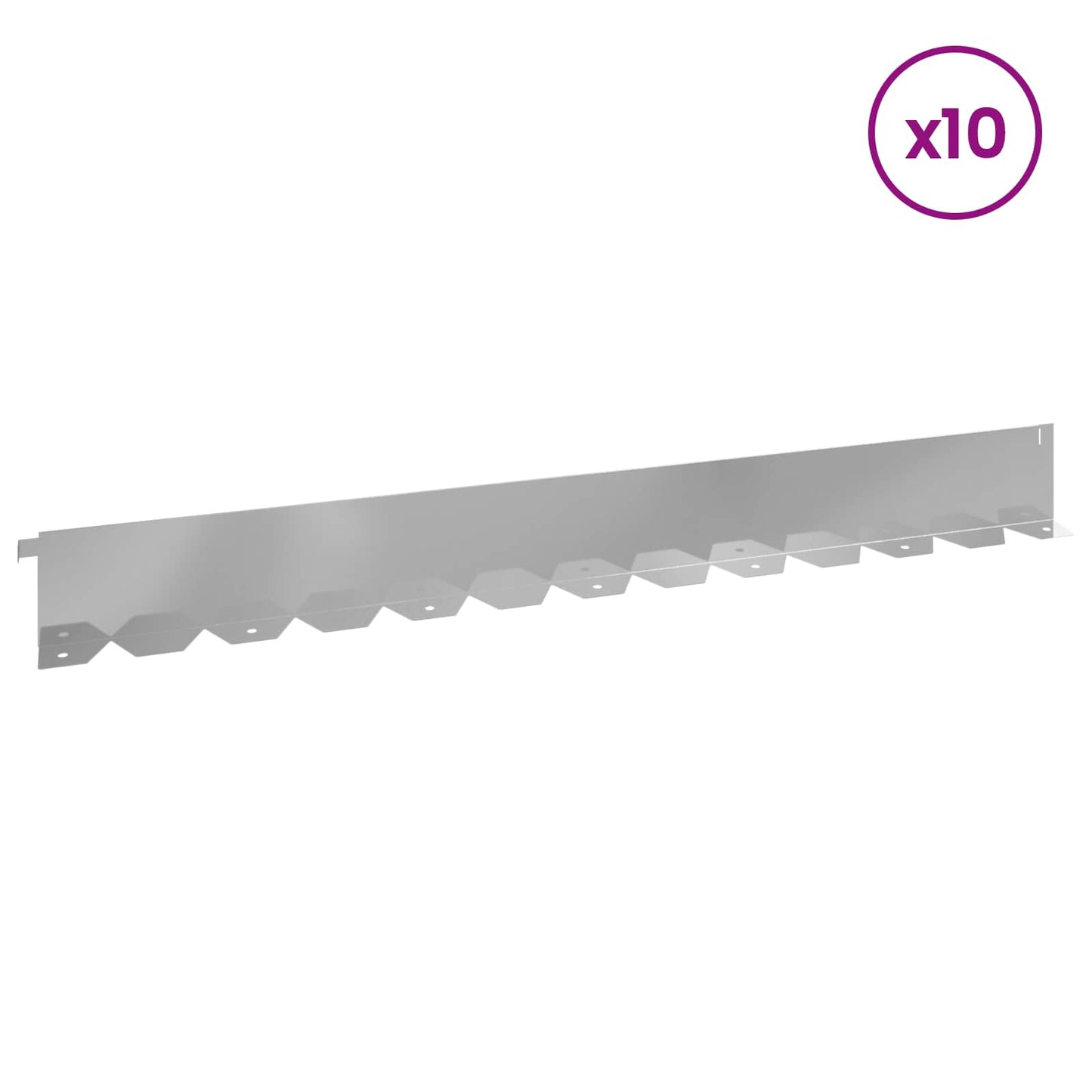 vidaXL Lawn Edging 10 pcs 102 x 10 x 4 cm Steel Silver 3