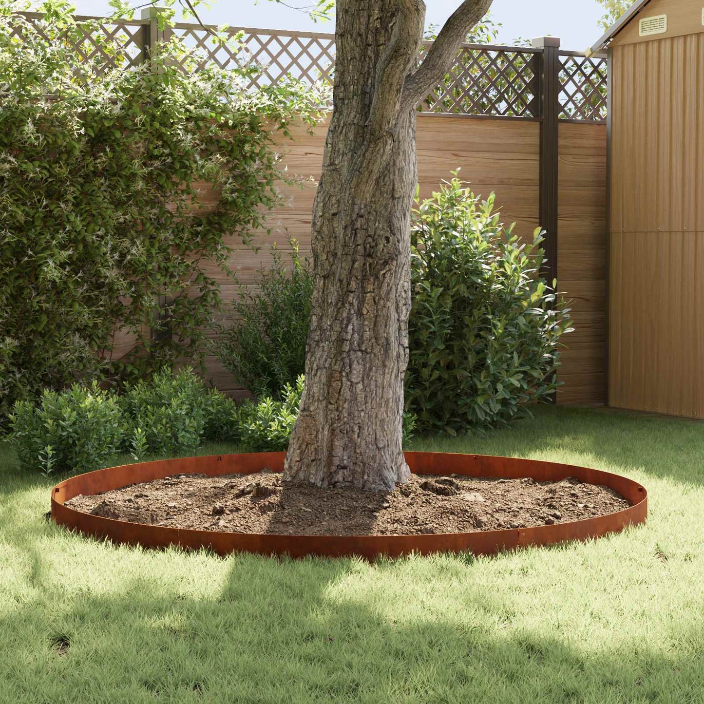 vidaXL Lawn Edging 10 pcs 102 x 10 x 4 cm Steel Rusty 4
