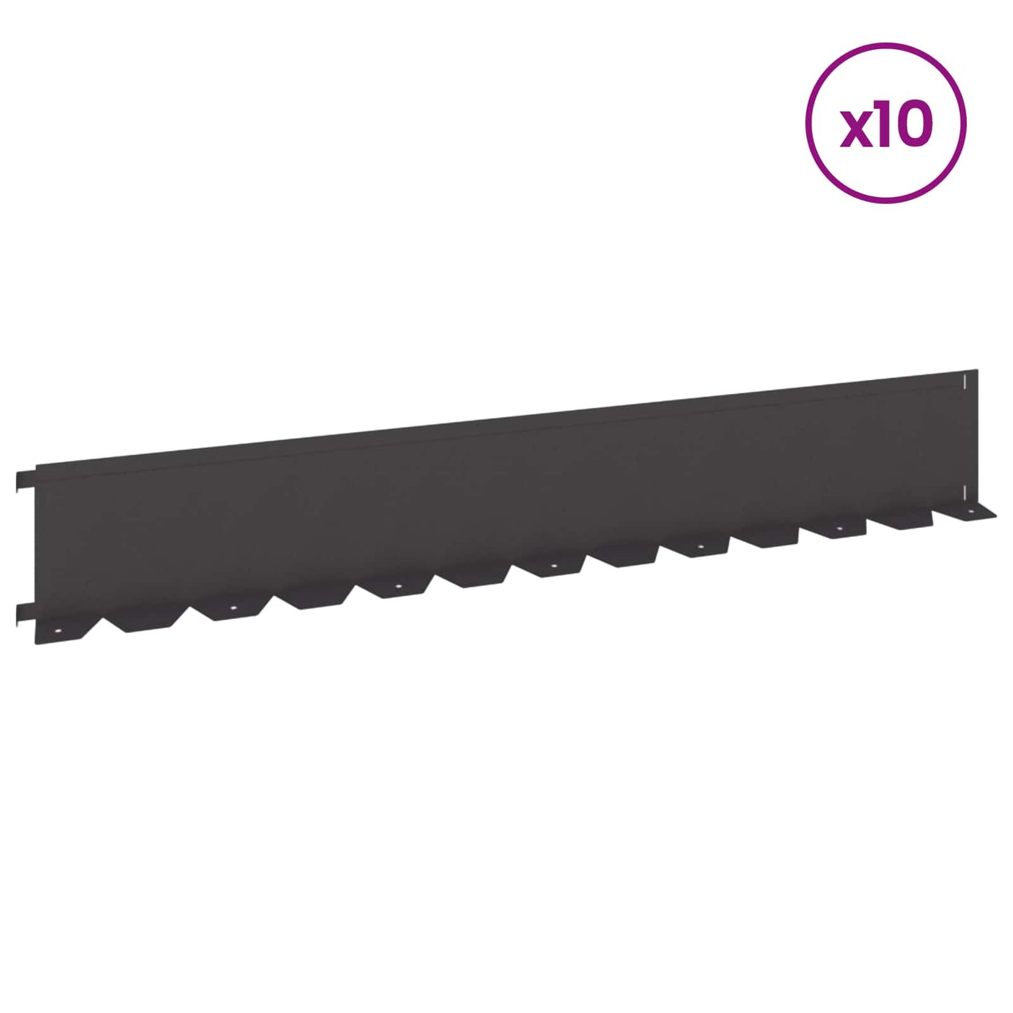 vidaXL Lawn Edging 10 pcs 102 x 15 x 4 cm Steel Black 3