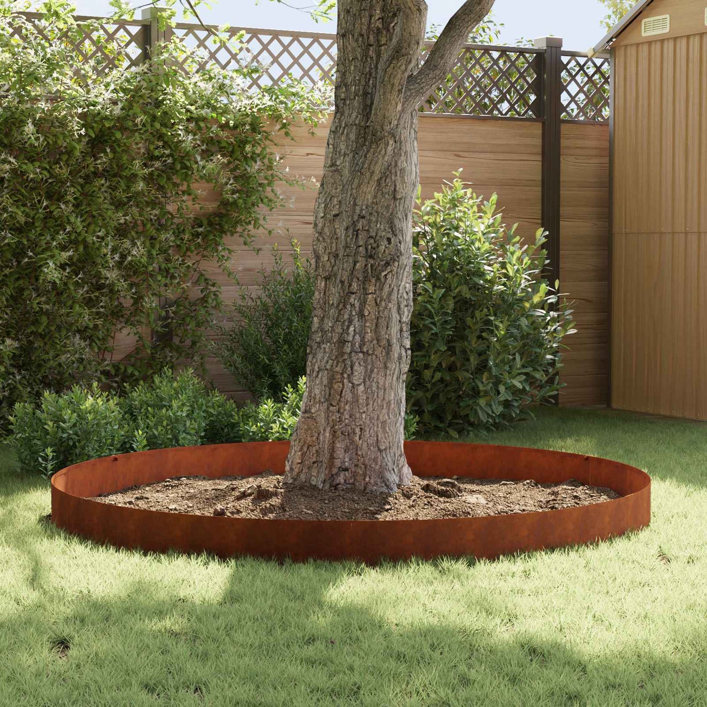 vidaXL Lawn Edging 10 pcs 102 x 15 x 4 cm Steel Rusty 4