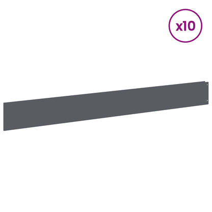 vidaXL Lawn Edging 10 pcs 100 x 12 cm Steel Anthracite 3